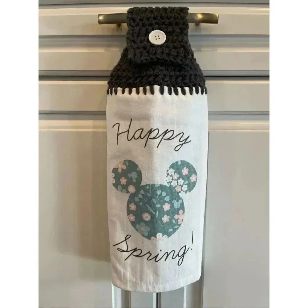 Crochet Top Kitchen Towel- Hello Spring Mickey Mouse